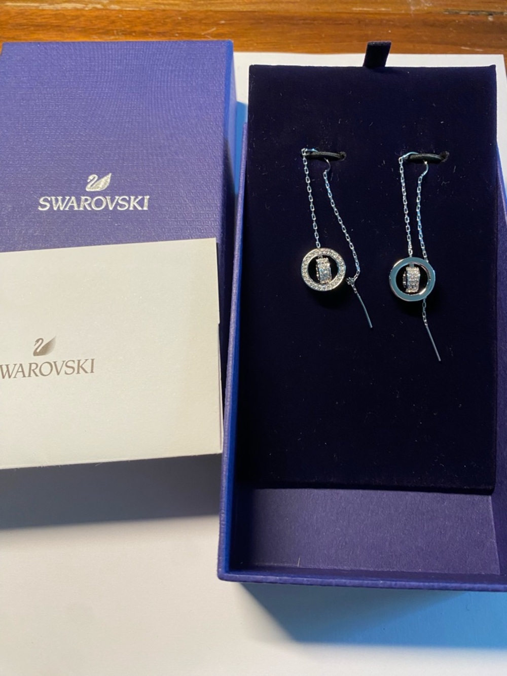 Swarovski Hollow rhodium plating long drop women's earrings 5636435 $150 - Picture 10 of 12
